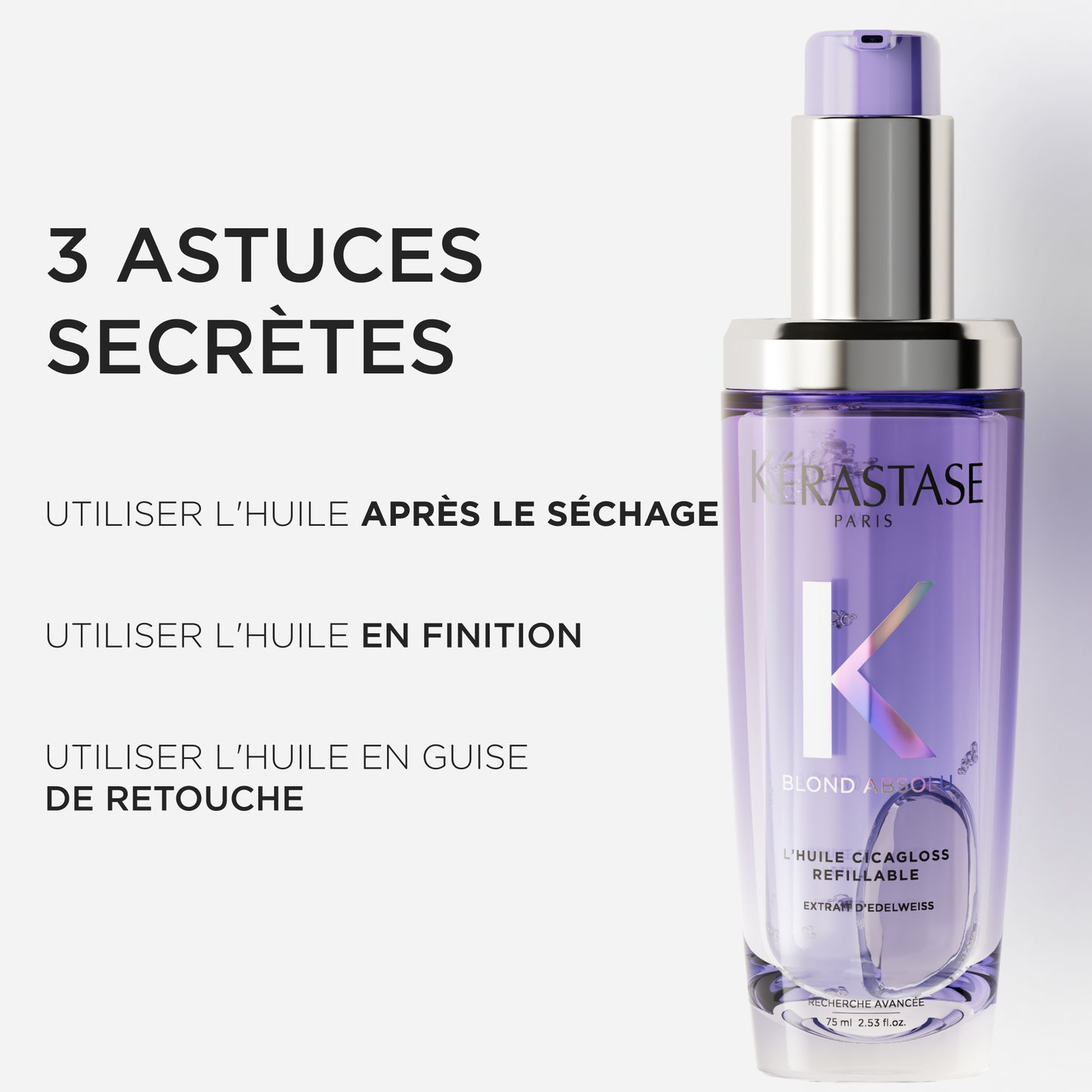 BLOND ABSOLU - L'huile Cicagloss Rechargeable pour cheveux blonds sensibilités, éclaircis ou méchés