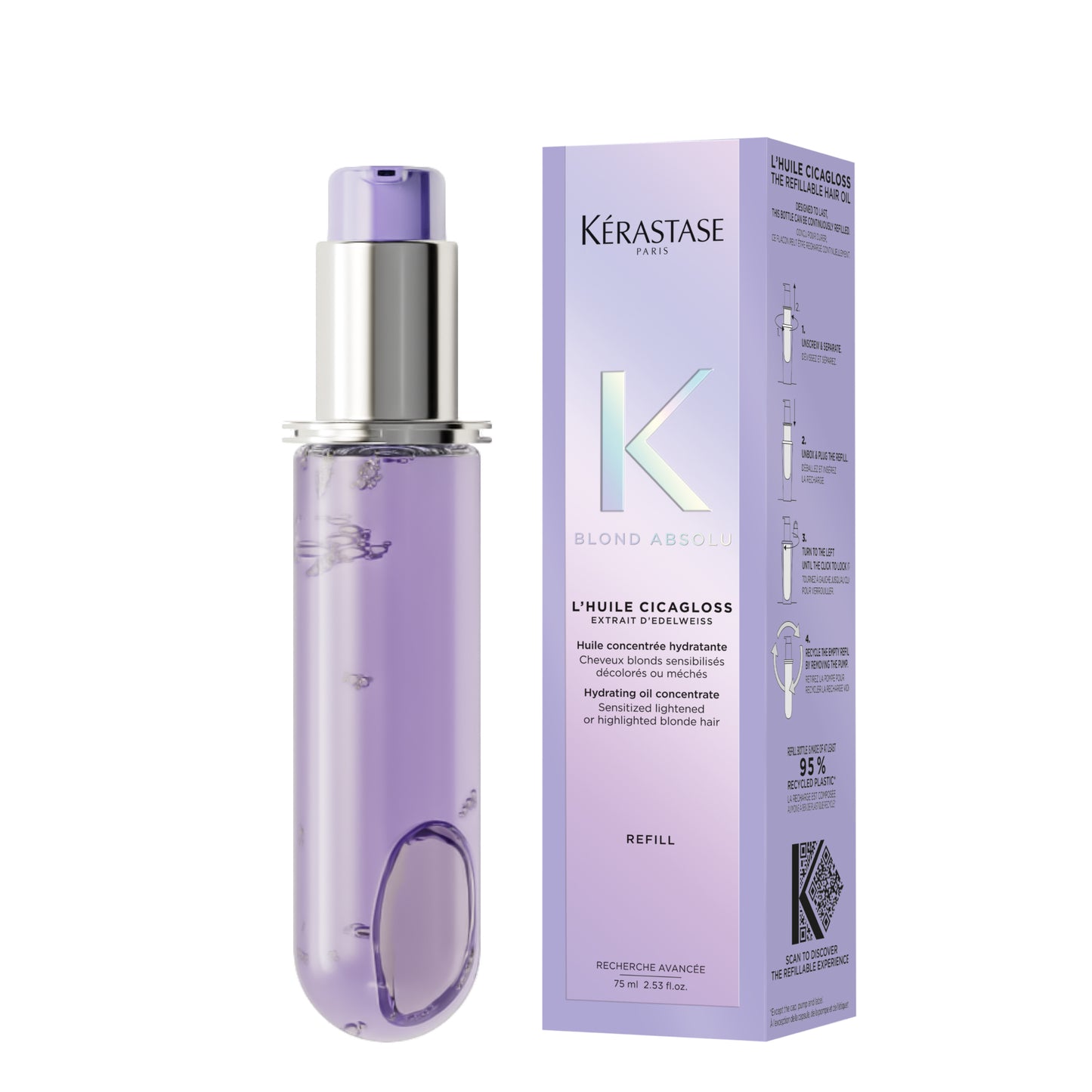 BLOND ABSOLU - L'huile Cicagloss Rechargeable pour cheveux blonds sensibilités, éclaircis ou méchés
