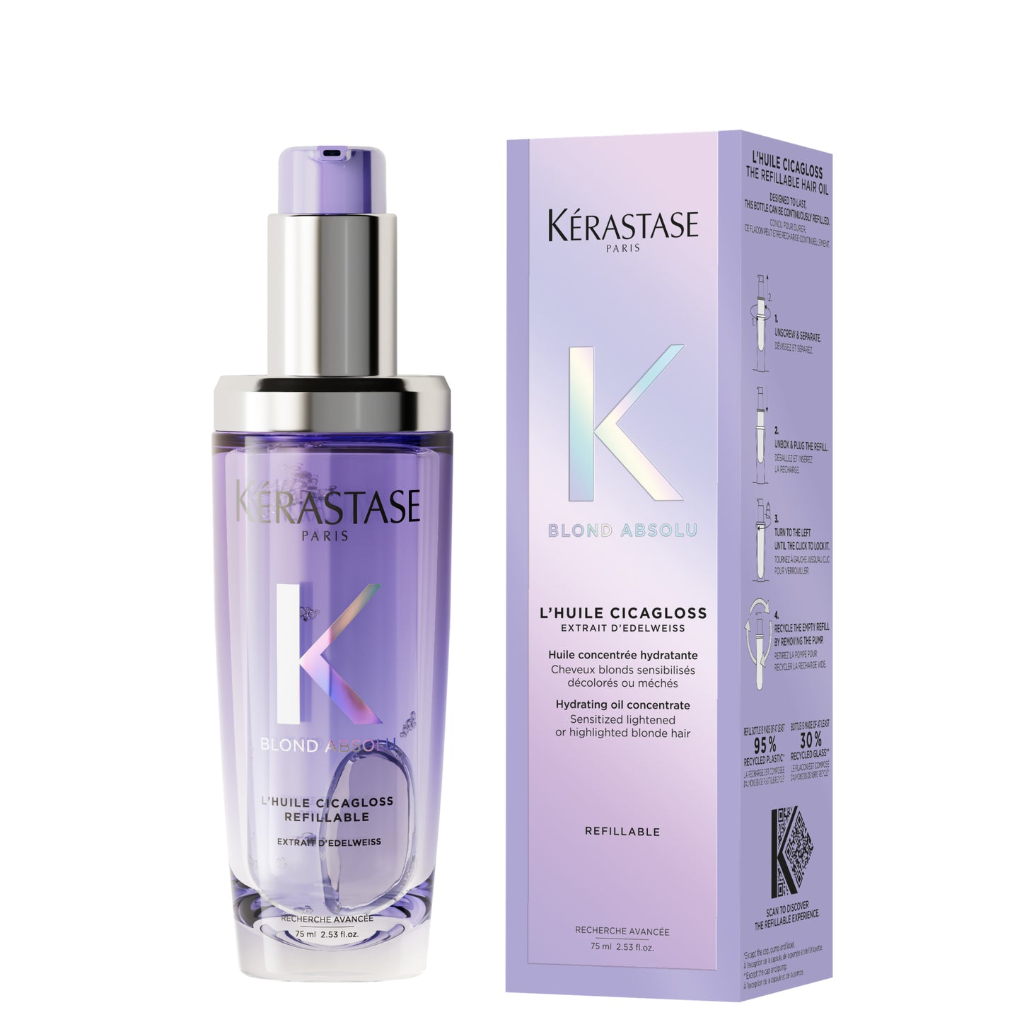 BLOND ABSOLU - L'huile Cicagloss Rechargeable pour cheveux blonds sensibilités, éclaircis ou méchés