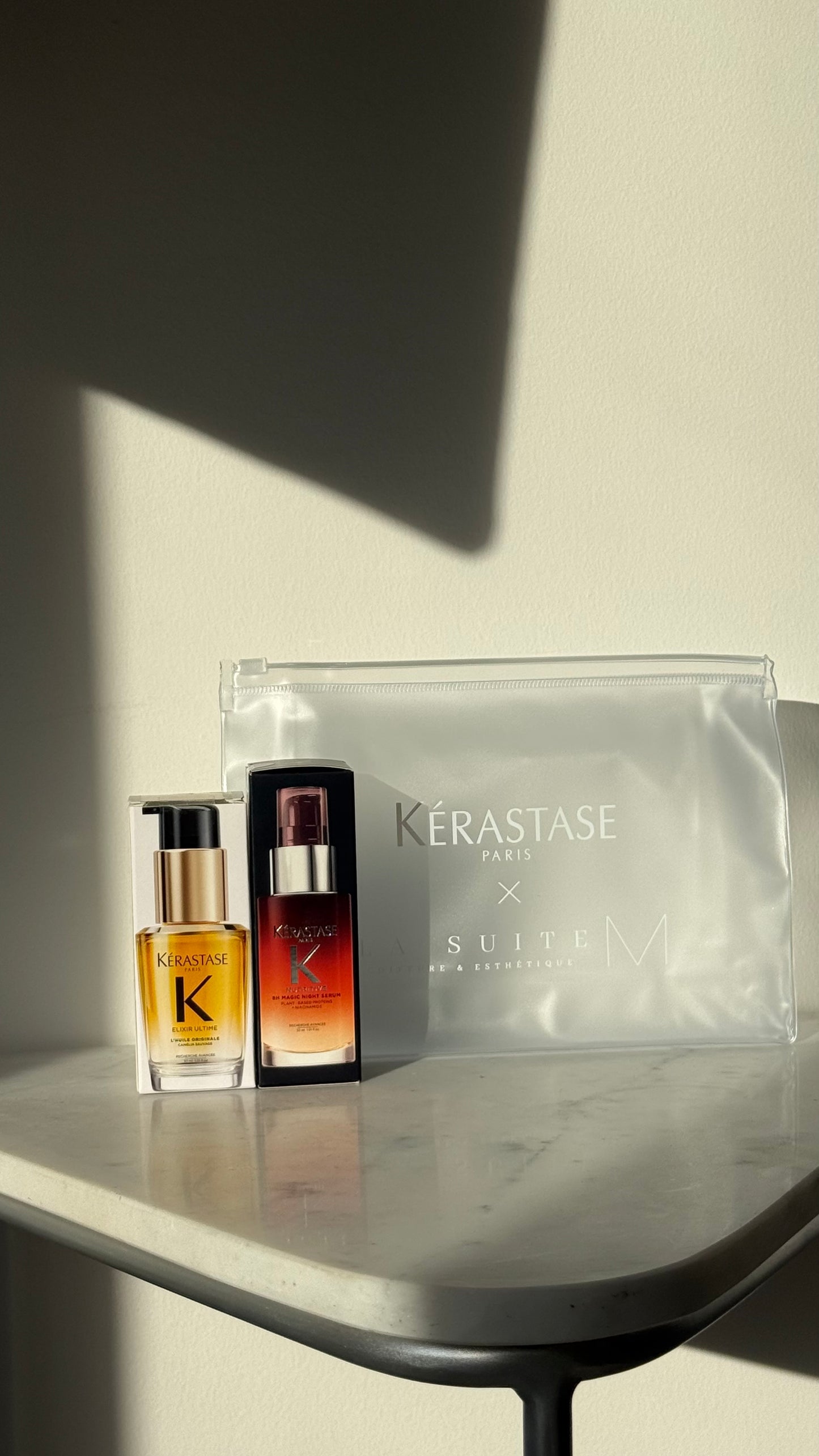 Mini-ensemble cadeau d'huile pour cheveux Elixir Ultime et sérum de nuit 8H Magic.